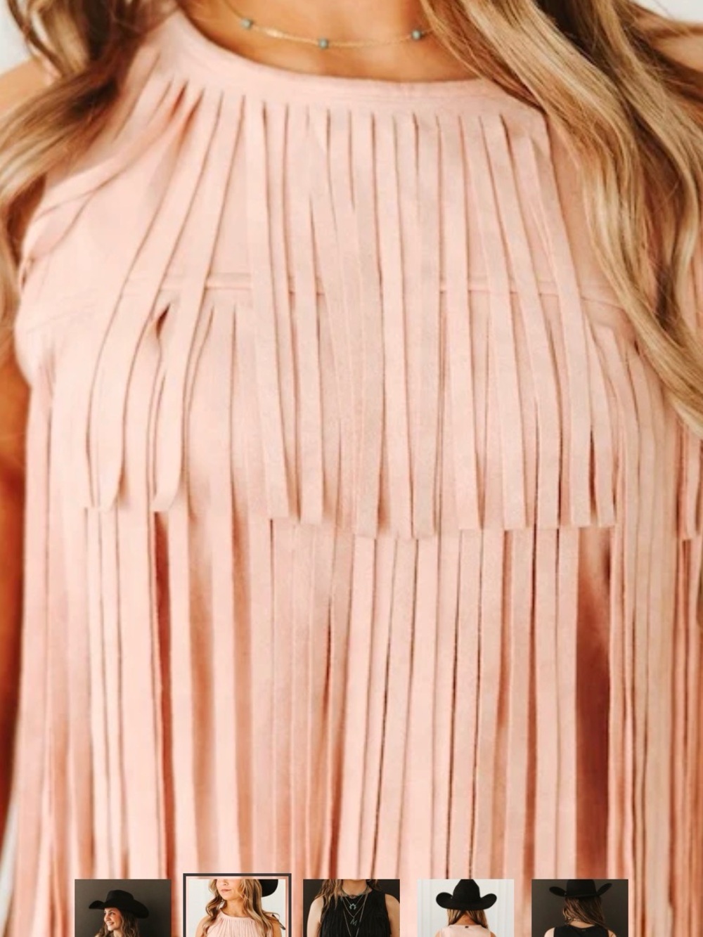 Lucky & Blessed Blush Pink Fringe Sleeveless Tank
